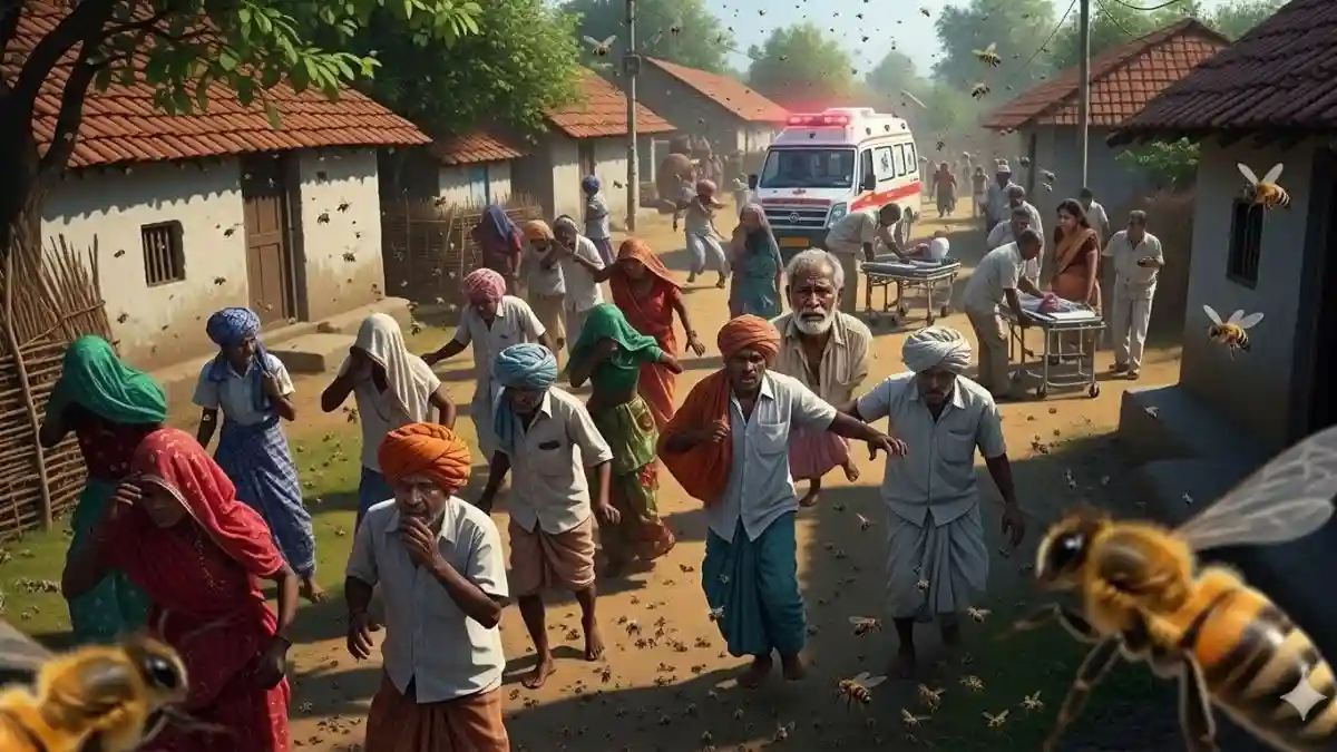 sangareddy-honey-bee-attack-venkatapuram-viral-video
